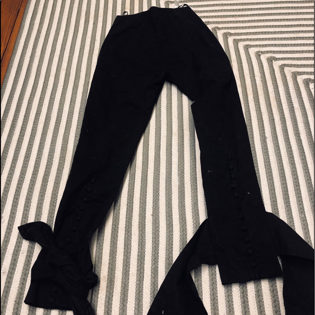 Nwt Black Pants With Button Calves And Tie Bow Xs